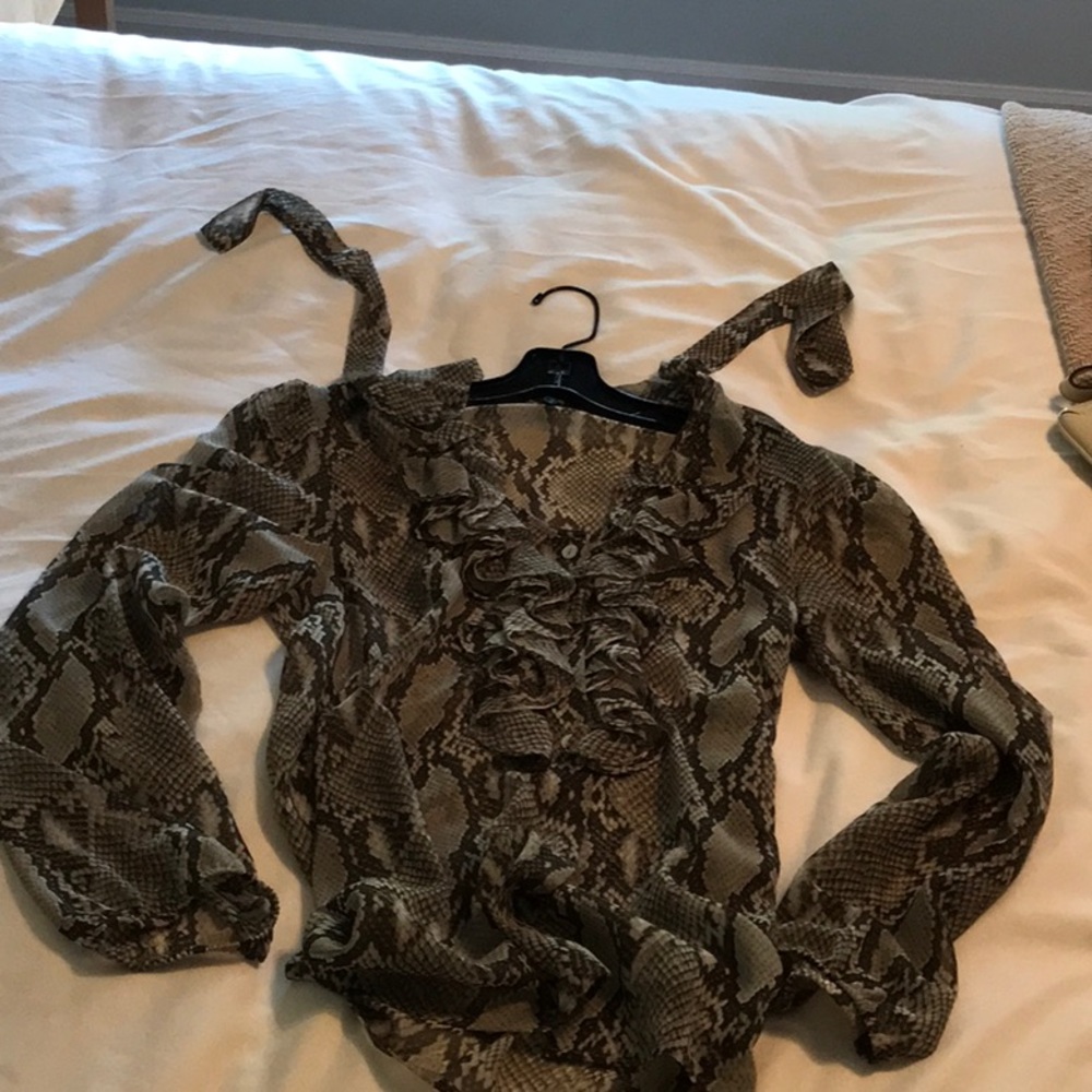 Sheer snake skin print blouse.